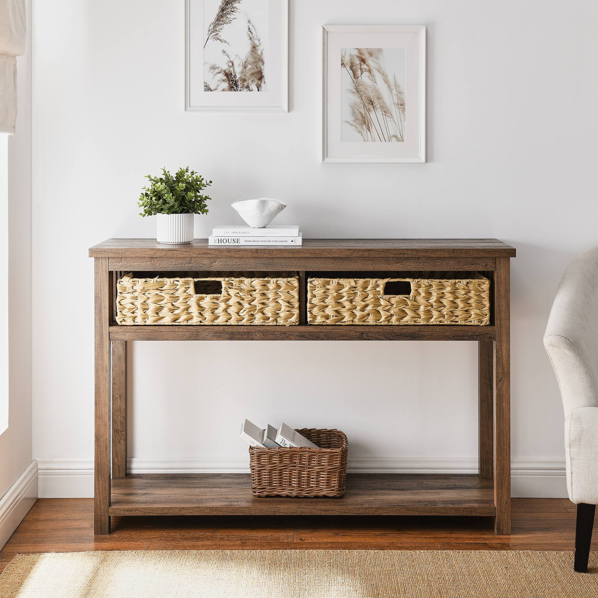 Walker Edison Reclaimed Barnwood Mission Storage Entry Table